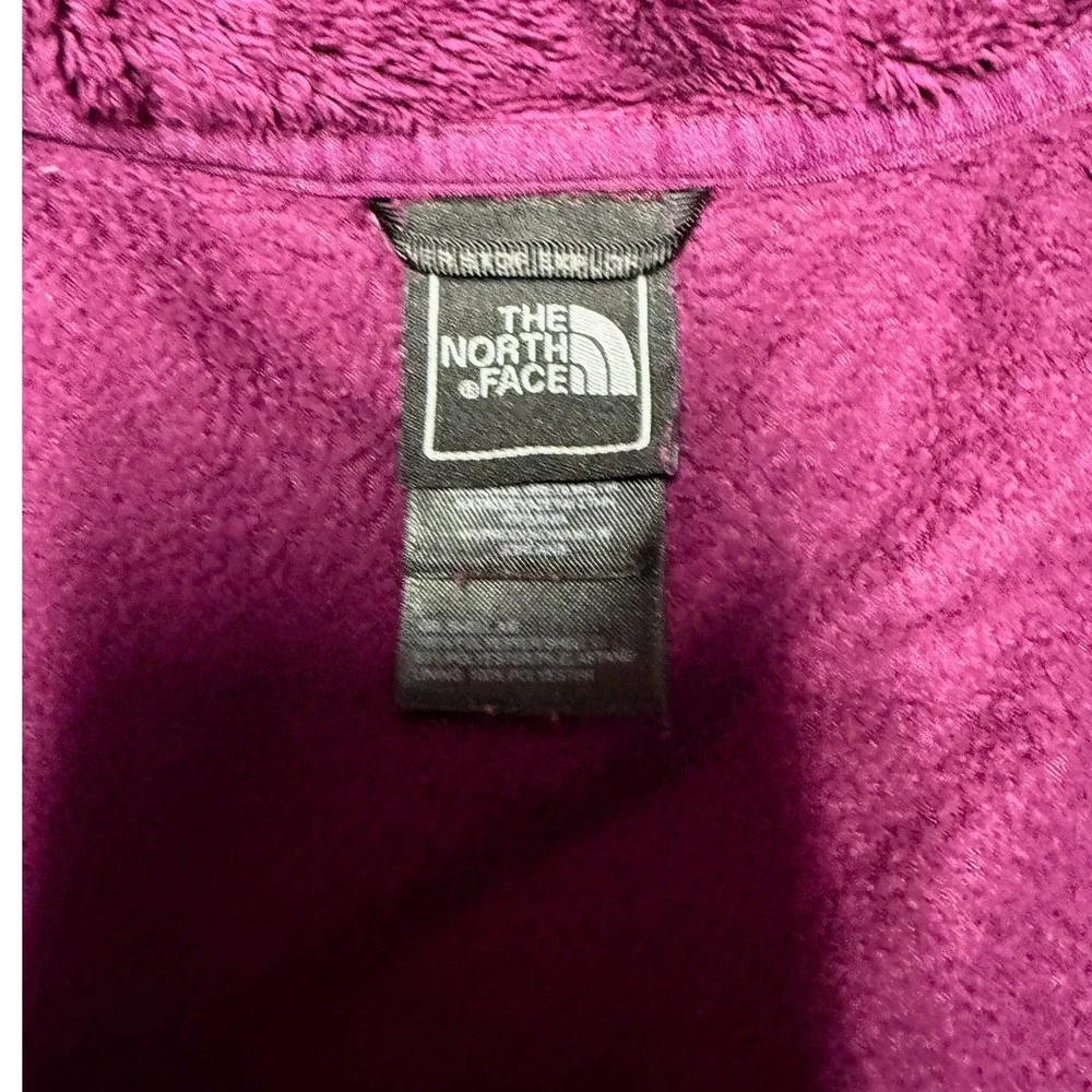 The North Face Womens Iso Fleece Hooded Jacket Medium Berry Full Zip EUC